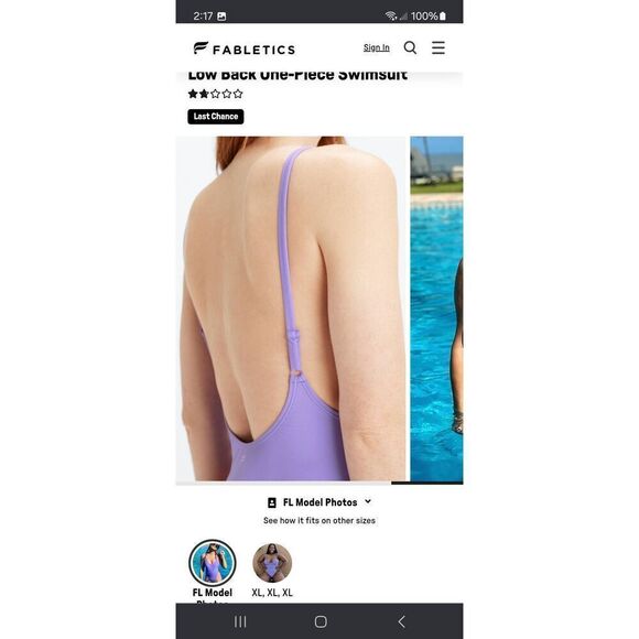 New Small Fabletic Wild Wisteria Purple NOA Sexy One Piece Swimsuit Bathing Suit - Picture 3 of 11